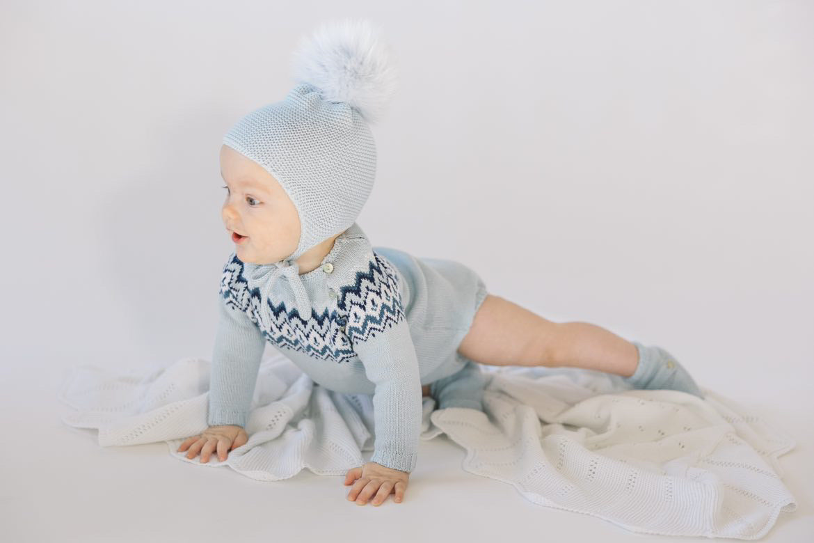 Herringbone Romper in Powder Blue